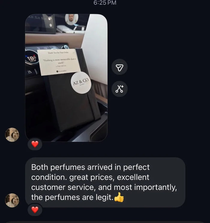 Customer message: both perfumes arrived in perfect condition and the perfumes are legit