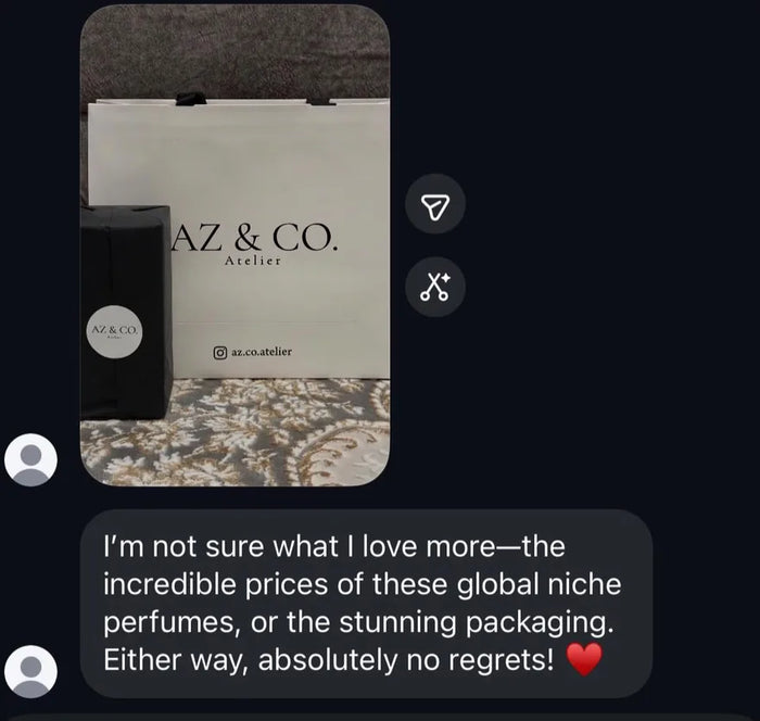 Customer message: the incredible prices of these global niche perfumes and the stunning packaging, absolutely no regrets