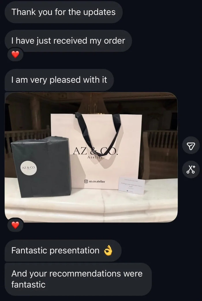 Customer message: I have just received my order and I am very pleased with it